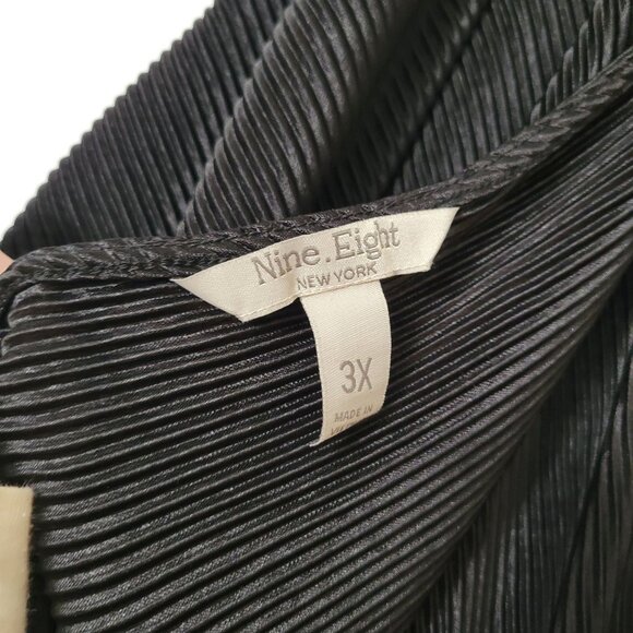 Nine.Eight New York Black Pleated Maxi Dress 3X V-Neck With Tie Closure Womens - Picture 3 of 8